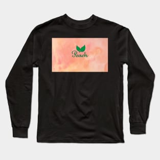 Peach with Leaves and Watercolor Background Long Sleeve T-Shirt